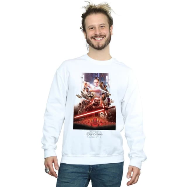 Disney Men Star Wars The Rise Of Skywalker Poster Sweatshirt in White Size: Small White S Male 5059400134230