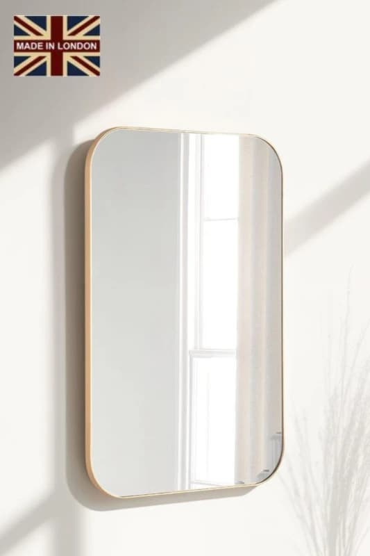Yearn Mirrors Minimal Curved Mirror Gold 90x60cm Gold