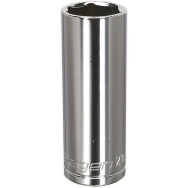 Loops 21mm Chrome Plated Deep Drive Socket - 1/2" Square Drive High Grade Carbon Steel Metallics