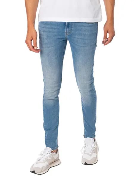Jack & Jones Blue Denim Liam Original Skinny Jeans L/Stnwash Male 32R 211021UK