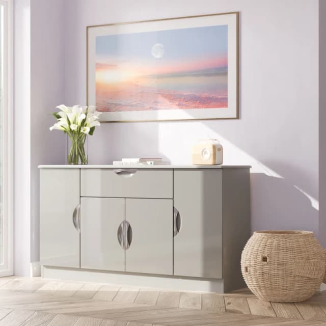 Ready Assembled 2 U Holborn 4 Door 1 Drawer Wide Unit (Ready Assembled) in Mid Grey Mid Grey Unisex