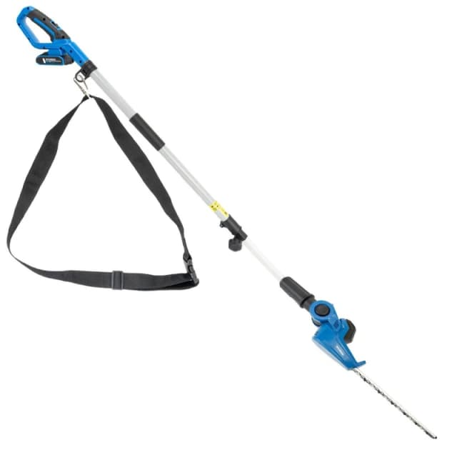 Hyundai 20V 450mm Cordless Long Reach Pole Hedge Trimmer, 2.6m Long Reach, 2.0Ah li-ion Battery & Charger