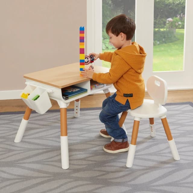 Liberty House Toys Liberty House Kids Adjustable Desk and Chair Set -Wood White