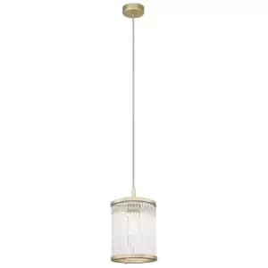 Zumaline Sergio Cylindrical Pendant Ceiling Light, Matt Gold, 1x E14