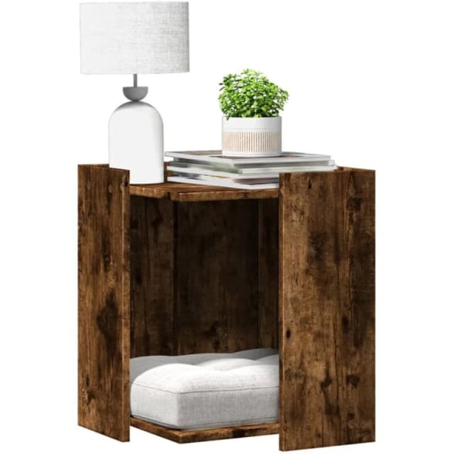 vidaXL Cat Litter Box Enclosure Smoked Oak 42x42x51cm Engineered Wood, Brown 857746