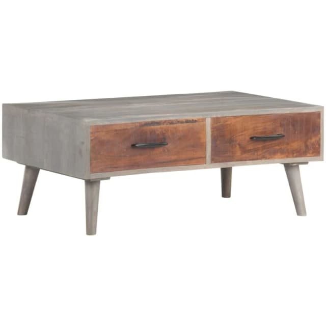 Vidaxl Coffee Table Grey 100X60X40 Cm Solid Rough Mango Wood, Grey 321808