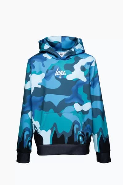 Blue Camo Drip Hoodie