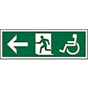 Fire Exit Sign Wheel Chair Left Arrow Plastic 15 x 45 cm