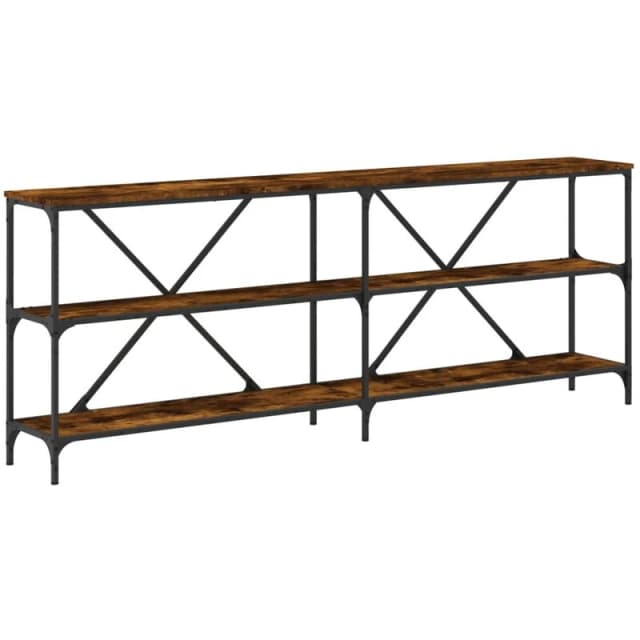 Vidaxl Console Table Smoked Oak 200X30X75cm Engineered Wood And Iron, Brown 832860