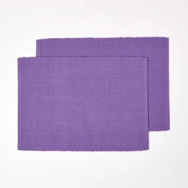Homescapes Cotton Plain Pack of 2 Placemats Purple