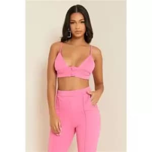 I Saw It First Hot Pink Tailored Button Detail Bralet - Pink
