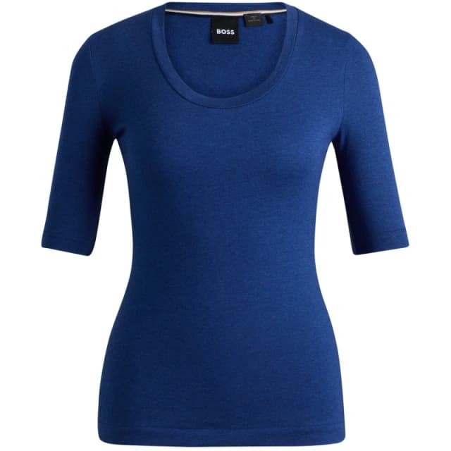 Boss Womens Effilie2 Short Sleeve Polo Shirt Open Blue female 8 (XS)