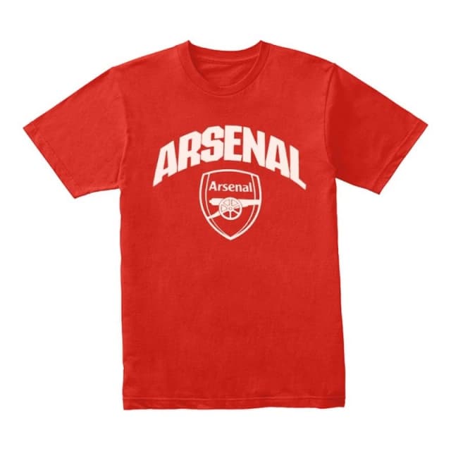 Arsenal FC Mens Wordmark Crest T-Shirt in Red Size: Small Red Male S