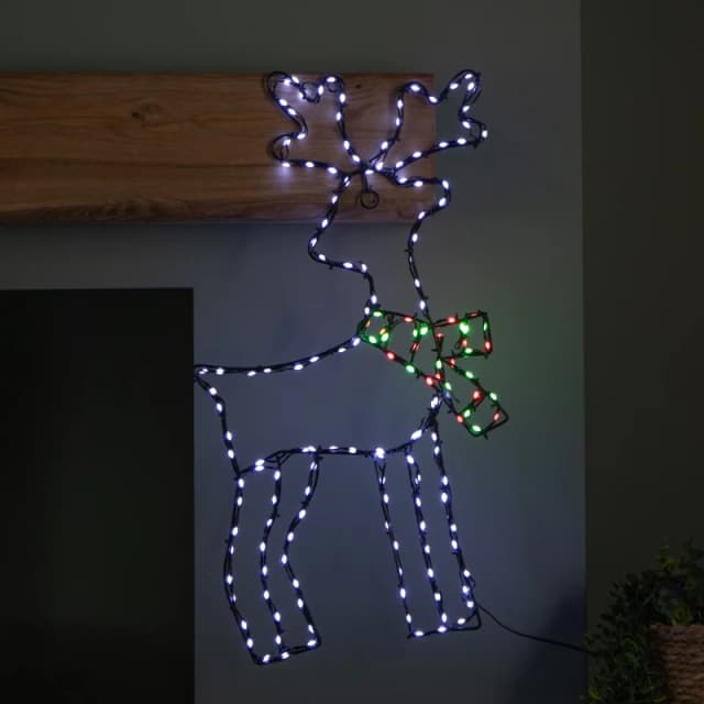 60cm x 33cm Light up FlexiBrights Reindeer Snowman with 164 Multi-Coloured LEDs