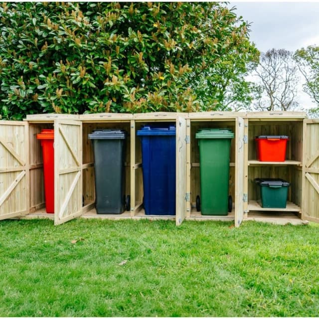 The Garden Village Shireburn 4 Wheelie Bin / 2 Recycle Box Store, Brown SGC4-2-TGV