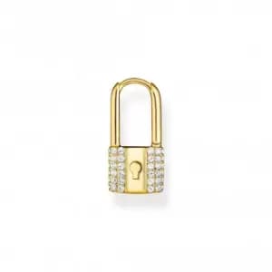 Sterling Silver Gold Plated Single Hoop Padlock Earring CR680-414-14