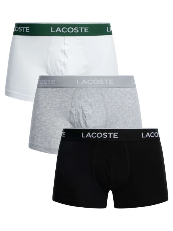 Lacoste 3 Pack Cotton Stretch Trunks Black/Grey/White XXL