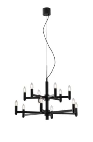 Karol 12 Candle 2 Tier Ceiling Pendant, Slate-Grey, E14