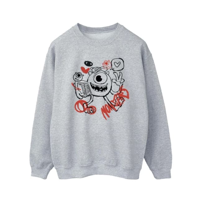 Disney Men Mike Graffiti Sweatshirt in Grey Size: Small Grey S Male 5063376473835