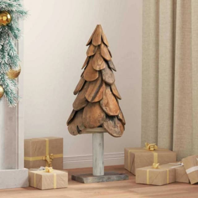vidaXL Christmas Tree with Stand Brown 90cm Solid teak wood, Brown 42017941