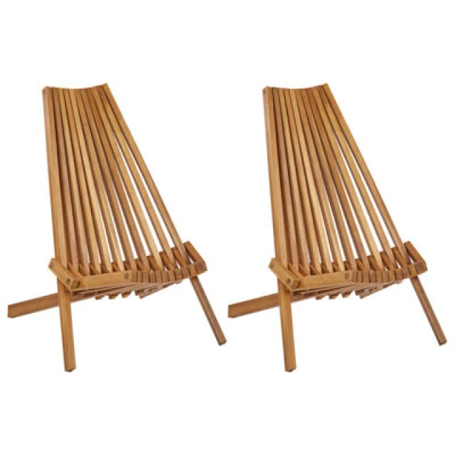 Beliani Set Of 2 Garden Chairs Bellano Acacia Wood Brown