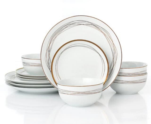Waterside 12Pc Gold Swirl Plates 6329