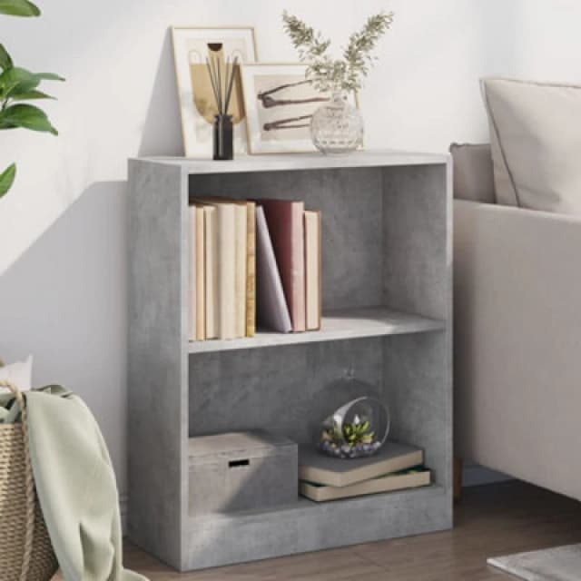 vidaXL Bookshelf Concrete Grey Engineered Wood Standing Shelf Storage Rack