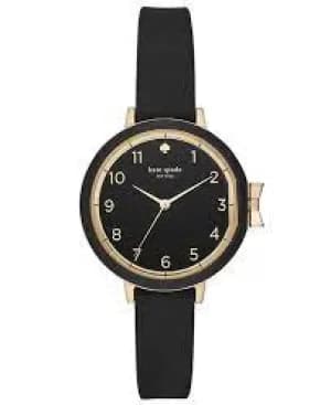 Kate Spade New York Womens Park Row Three-Hand Silicone Watch - Black