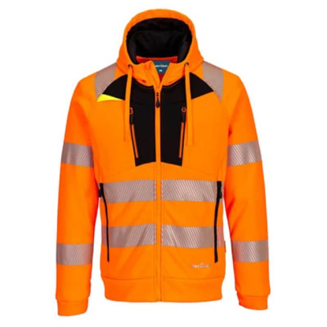 Portwest DX4 Hi Vis Funnel Neck Zipped Sweatshirt DX477OBR4XL Colour: Orange / Black
