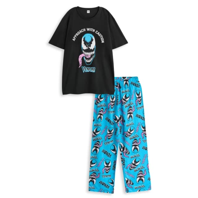 Marvel Marvel Men Short Sleeve Long Leg Pyjama Set in Black Size: Small Black S Male 5063203281824