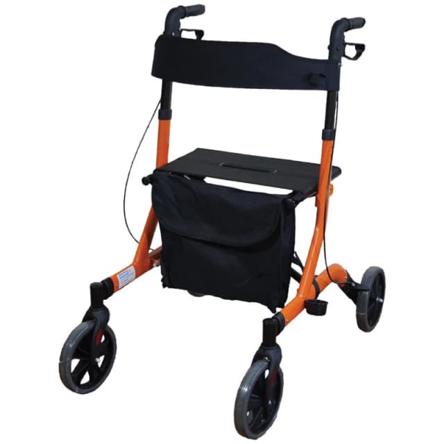 Loops Orange Deluxe Ultra Lightweight Aluminium 4 Wheeled Rollator Foldable Walker Orange