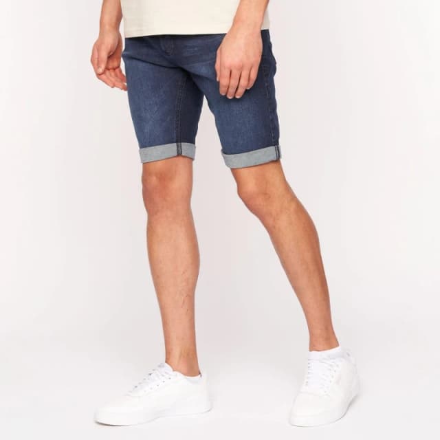 Crosshatch Crosshatch Men Reestier Denim Shorts in Dark Blue Size: 30 Dark Blue 30 Male 5059294264839