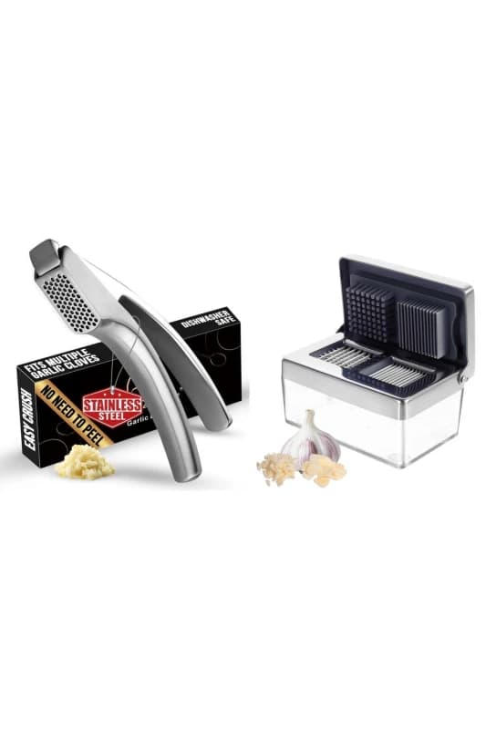 Gourmet Easy Stainless Steel Garlic Easy Fine Mince & Garlic Chopper Set in Silver Silver Unisex