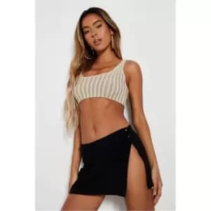 I Saw It First Black Linen Look Low Rise Micro Mini Skirt - Black