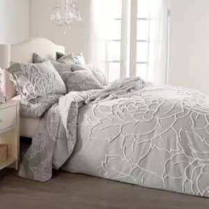 Peri Home Chenille Rose Double Duvet Cover, Grey