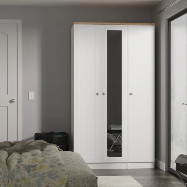 Welcome Furniture Welcome Furniutre Sussex Tall Triple Mirror Wardrobe - Ready Assembled SUS147WABO