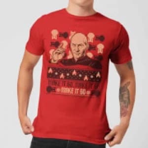 Star Trek: The Next Generation Make It So Mens Christmas T-Shirt - Red - L