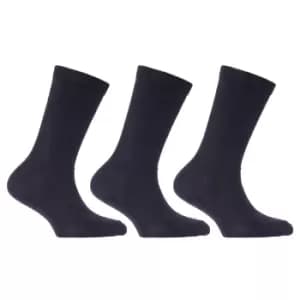Childrens/Kids Plain Cotton Rich School Socks (Pack Of 3) (UK Shoe 12.5-3.5 , Euro 31-36 (Age: 8-12 years)) (Navy)