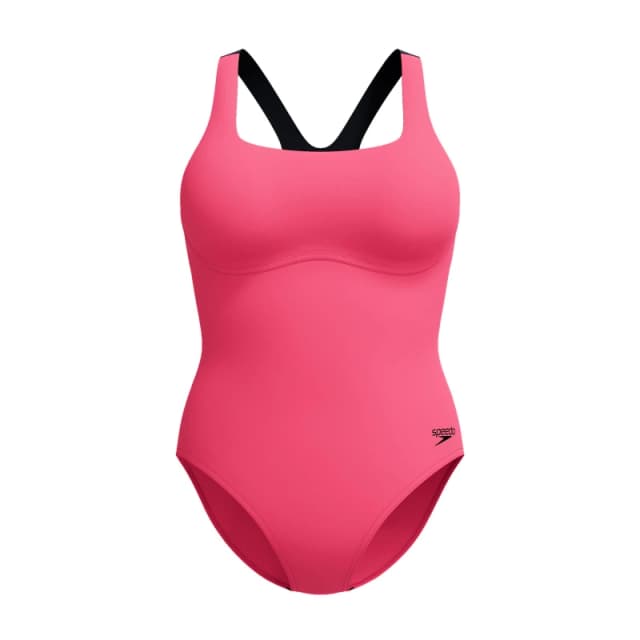 Speedo Womens Flex Band Swimsuit with Built in Swim Bra - Pink Pink 32