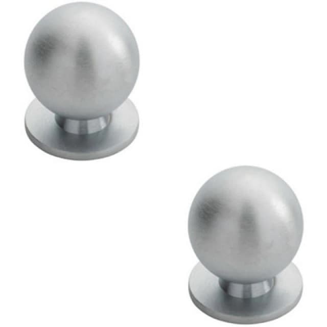 Loops 2x Solid Ball Cupboard Door Knob 30mm Diameter Satin Chrome Cabinet Handle Multi unisex