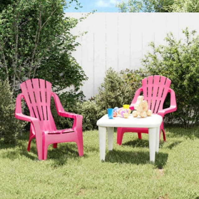 VIDAXL Garden Chairs 2 pcs for Children Pink 37x34x44cm pp Wooden Look Vidaxl 364741