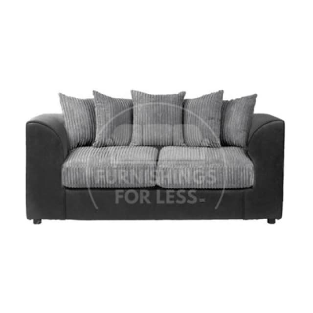 Furnishings For Less UK Luxor Jumbo Cord Black And Grey Fabric 3 Seater Sofa