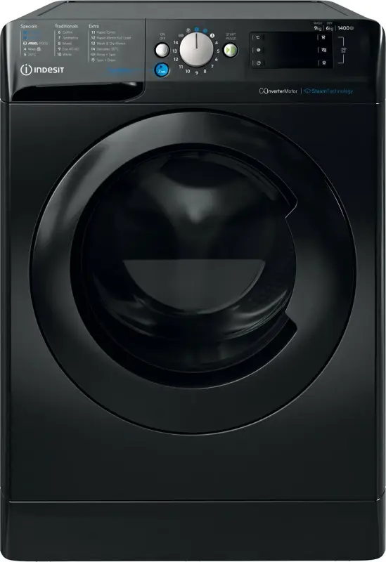 Indesit 9KG Wash 6kg Dry 1400RPM Washer Dryer - Black BDE96436KVUK Black