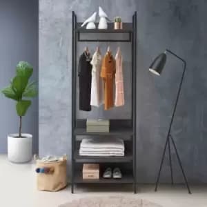 Zahra Open Wardrobe With Four Shelves - Black