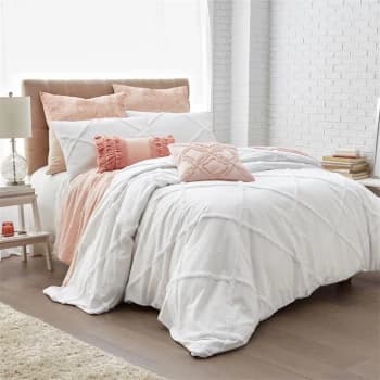 Peri Home Chenille Lattice Duvet Cover D/B Grey - WHITE