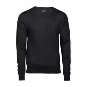 Tee Jays Mens Knitted V Neck Sweater (XL) (Black)