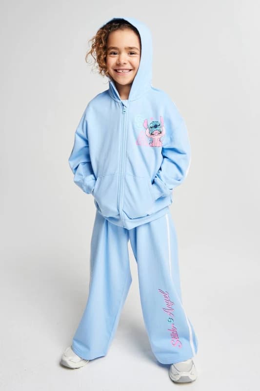 Brand Threads Lilo & Stitch Jogger Set in Blue Size: 9-10 Years Blue Unisex 9-10 Years