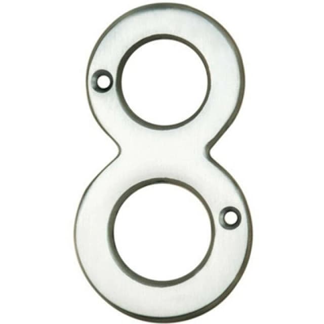 Loops Satin Chrome Door Number 8 75mm Height 4mm Depth House Numeral Plaque Multi
