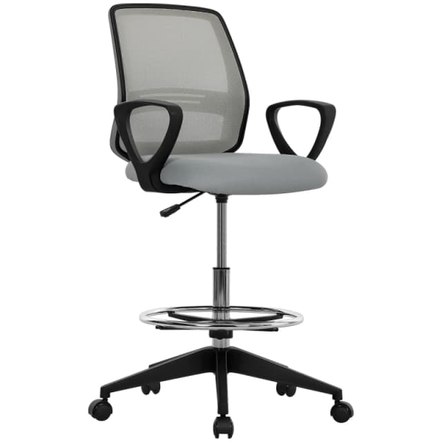 VINSETTO VINSETTO Draughtsman Chair Tall Office Chair with Adjustable Height in Light Grey Light Grey One Size Unisex 5063603048867