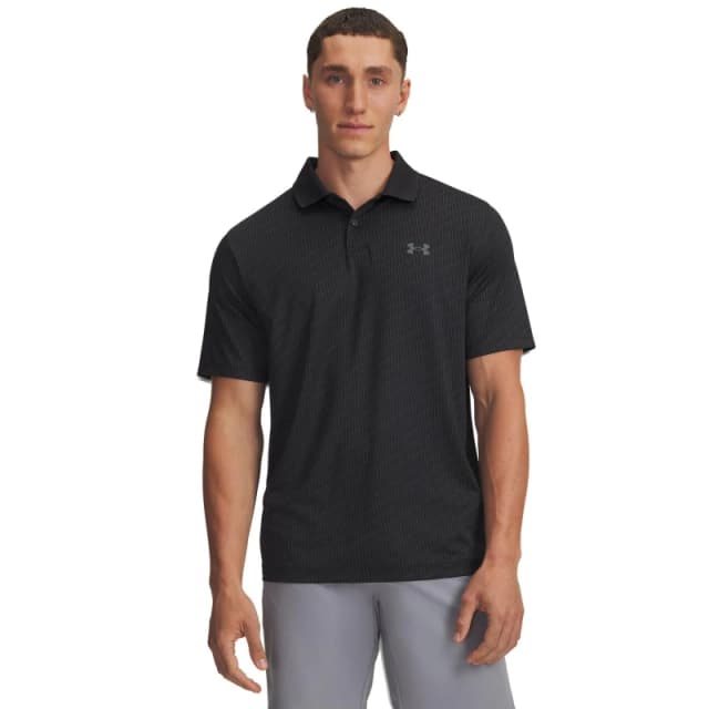 Under Armour Mens Printed Short-Sleeve Performance Polo Shirt Black male M